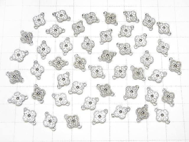 Silver 925 Joint Part, Flower Motif (with CZ), 7x7x2mm, Rhodium Plated, 1pc