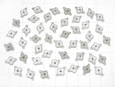 Silver925 Joint Parts Flower Motif (with CZ) 7x7x2mm Rhodium Plated 1pc