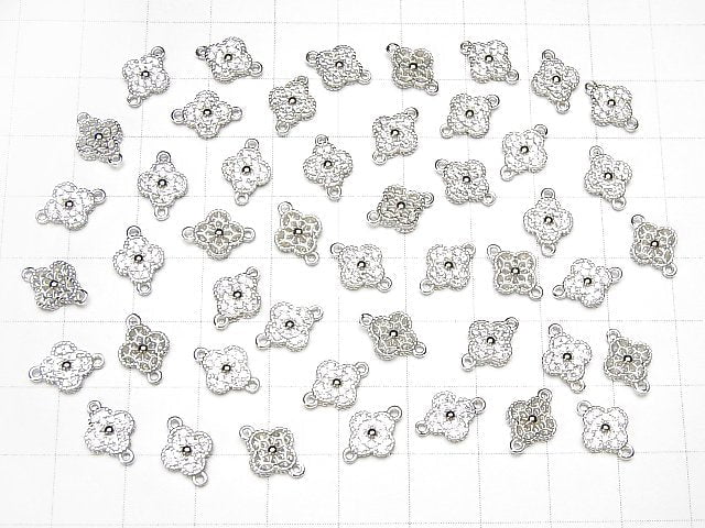 Silver925 joint parts flower motif (with CZ) 7.5x7.5x2mm 1pc