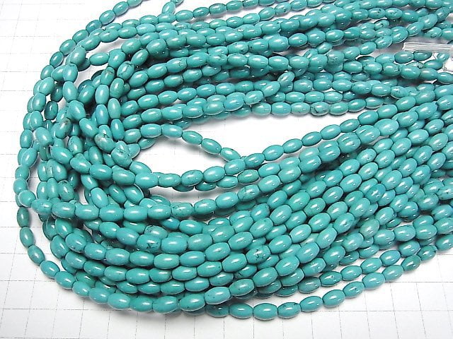 [Video] Magnesite Turquoise  Rice 8x5x5mm 1strand (aprx.15inch/37cm)