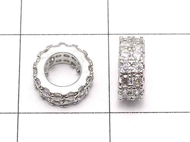 Metal Parts Roundel 8 x 8 x 3 mm Silver Color (with CZ) 3pcs