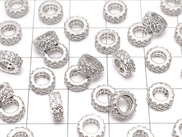 Metal Parts Roundel 8 x 8 x 3 mm Silver Color (with CZ) 3pcs