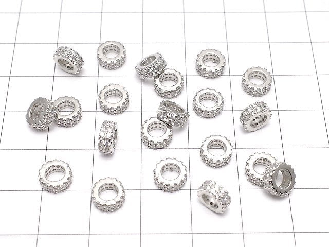 Metal Parts Roundel 8 x 8 x 3 mm Silver Color (with CZ) 3pcs