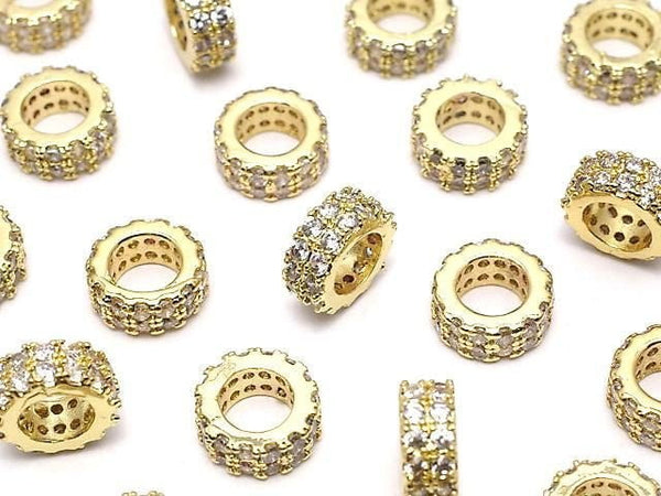 [Video] Metal parts Rondelle 7x7x3mm Gold color (with CZ) 2pcs