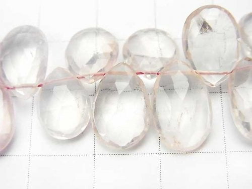 [Video] [One of a kind] High Quality Rose Quartz AAA - AAA- Pear shape  Faceted Briolette  1strand beads (aprx.7inch/18cm) NO.1