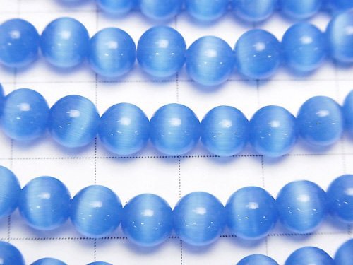 1strand $2.39! Sky blue color Cat's Eye (Glass) Round 6mm 1strand (aprx.14inch / 35cm)