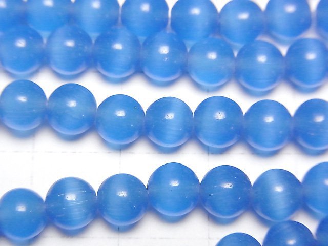 [Video] Sky blue color Cat's Eye Round 6mm 1strand beads (aprx.15inch/36cm)