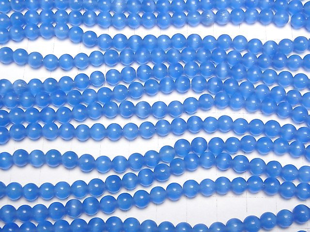 [Video] Sky blue color Cat's Eye Round 6mm 1strand beads (aprx.15inch/36cm)