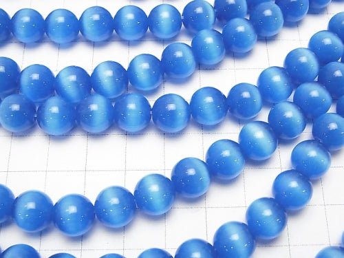 1strand $3.79! Sky blue color Cat's Eye (Glass) Round 10mm 1strand (aprx.14inch / 34cm)