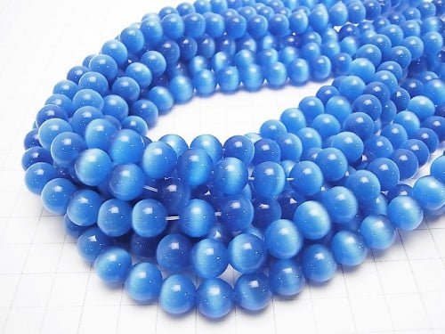 1strand $3.79! Sky blue color Cat's Eye (Glass) Round 10mm 1strand (aprx.14inch / 34cm)