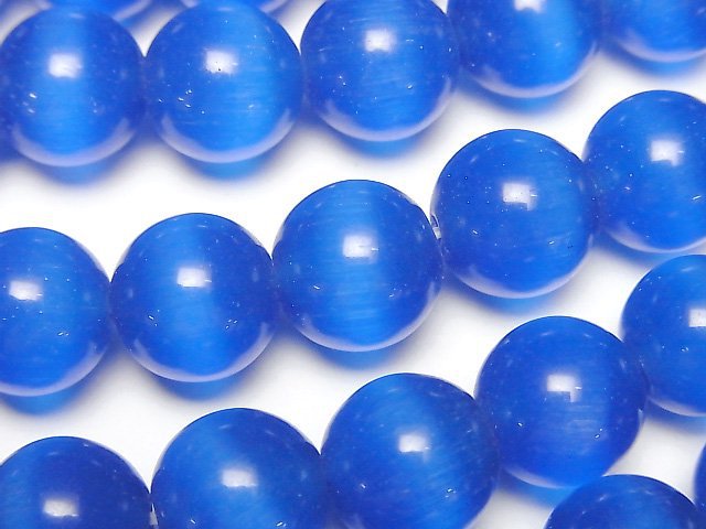 [Video] Sky blue color Cat's Eye Round 12mm 1strand beads (aprx.14inch/34cm)