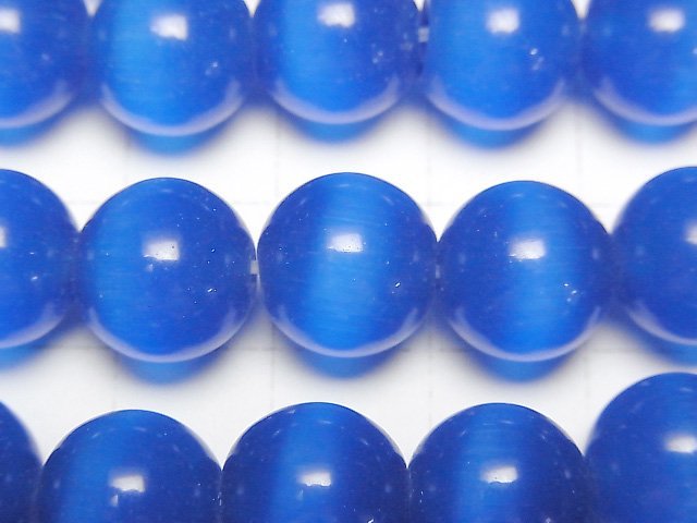 [Video] Sky blue color Cat's Eye Round 12mm 1strand beads (aprx.14inch/34cm)