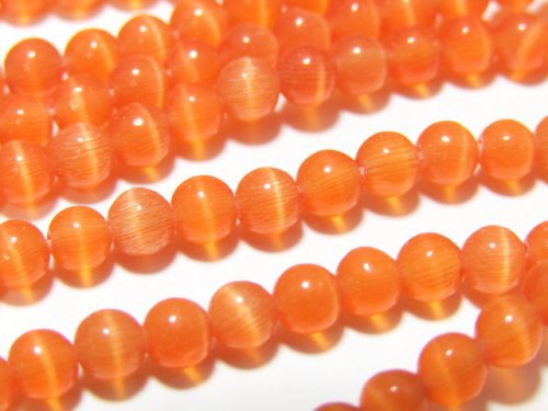 [Video] Orange Color Cat's Eye (Glass) Round 4mm 1strand beads (aprx.15inch / 36cm)