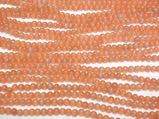 [Video] Orange color Cat's Eye Round 4mm 1strand beads (aprx.15inch/36cm)