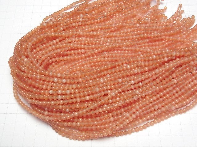 [Video] Orange color Cat's Eye Round 4mm 1strand beads (aprx.15inch/36cm)