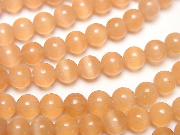 [Video] Orange color Cat's Eye Round 6mm 1strand beads (aprx.15inch/36cm)