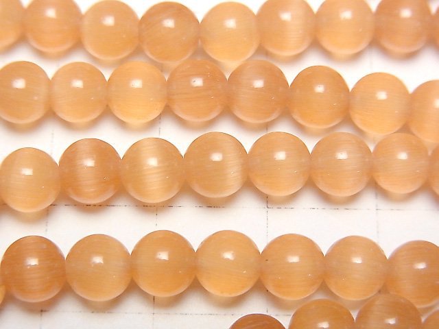 [Video] Orange color Cat's Eye Round 6mm 1strand beads (aprx.15inch/36cm)