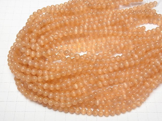 [Video] Orange color Cat's Eye Round 6mm 1strand beads (aprx.15inch/36cm)