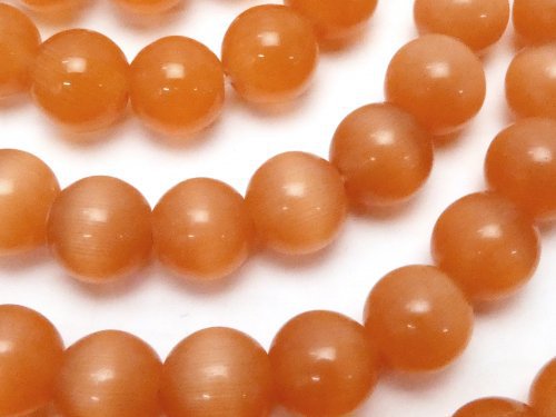 1strand $2.79! Orange Color Cat's Eye (Glass) Round 8mm 1strand (aprx.15inch / 36cm)