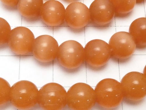 1strand $2.79! Orange Color Cat's Eye (Glass) Round 8mm 1strand (aprx.15inch / 36cm)