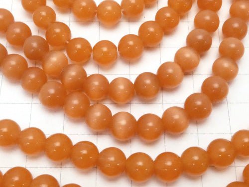 1strand $2.79! Orange Color Cat's Eye (Glass) Round 8mm 1strand (aprx.15inch / 36cm)