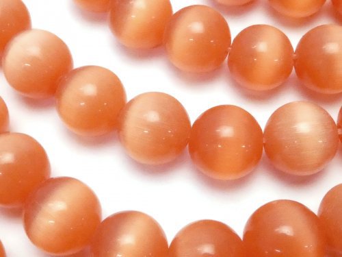 Orange color Cat's Eye Round 10mm 1strand beads (aprx.15inch/36cm)