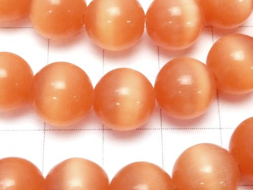 [Video] Orange Color Cat's Eye (Glass) Round 10mm 1strand beads (aprx.15inch / 36cm)