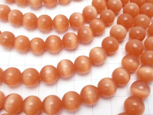 Orange color Cat's Eye Round 10mm 1strand beads (aprx.15inch/36cm)