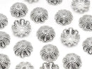 Metal Bead Caps, 7x7x2mm, Silver, 10pcs