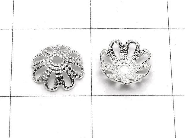 Metal Bead Caps, 7x7x2mm, Silver, 10pcs