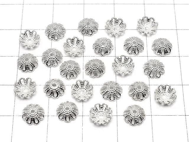 Metal Bead Caps, 7x7x2mm, Silver, 10pcs