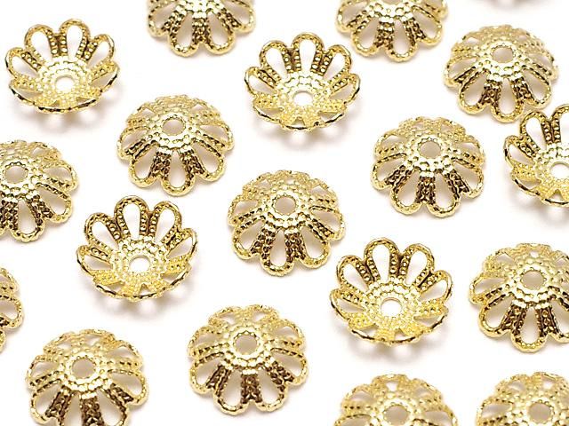 Metal Bead Caps, 7x7x2mm, Gold, 10pcs