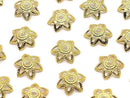 Metal Bead Caps, 7x7x0.5mm, Gold, 10 Pieces