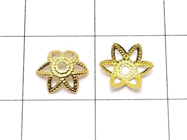 Metal Bead Caps, 7x7x0.5mm, Gold, 10 Pieces