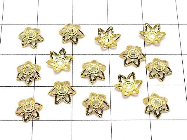 Metal Bead Caps, 7x7x0.5mm, Gold, 10 Pieces