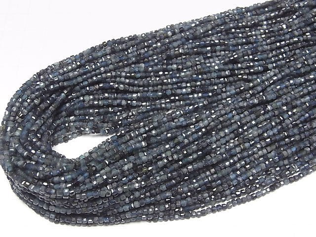 [Video]High Quality! Indigolite Tourmaline AA Cube Shape 2x2x2mm 1strand beads (aprx.15inch/36cm)