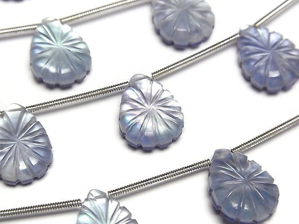 [Video] Lapislazuli x White Shell x Crystal AAA- Pear shape carving 1 strand (5pcs)