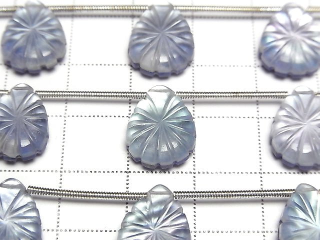 [Video] Lapislazuli x White Shell x Crystal AAA- Pear shape carving 1 strand (5pcs)