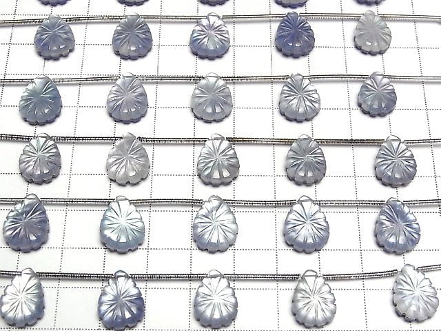 [Video] Lapislazuli x White Shell x Crystal AAA- Pear shape carving 1 strand (5pcs)