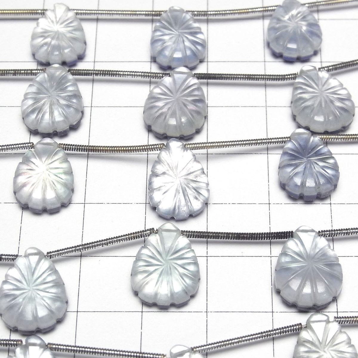 Lapislazuli x White Shell x Crystal Quartz AAA- Pear Shape Carving 1 Strand (5 pcs)