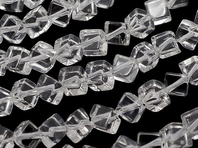 Crystal Quartz, Cube Gemstone Beads