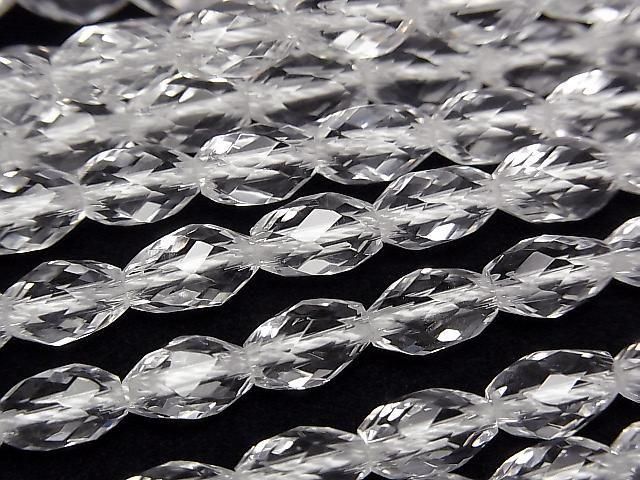 [Video] High Quality! Crystal AAA 6-Faceted Rice x Multiple Twist Facets 9x6x6mm 1/4 or 1-strand beads (approx. 15inch/38cm)