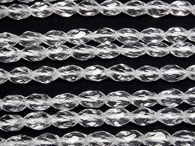 [Video] High Quality! Crystal AAA 6-Faceted Rice x Multiple Twist Facets 9x6x6mm 1/4 or 1-strand beads (approx. 15inch/38cm)