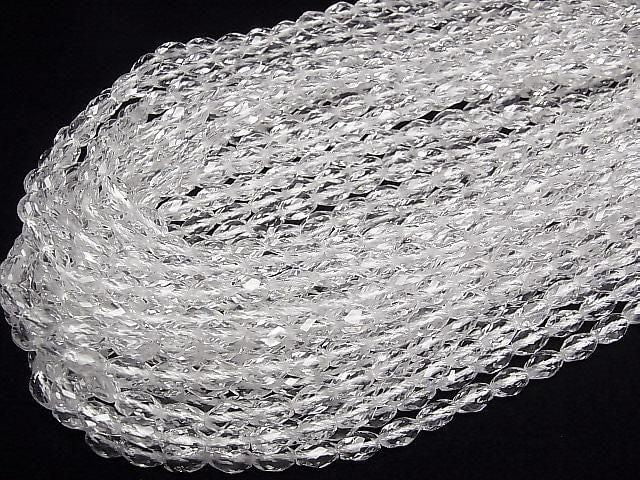 [Video] High Quality! Crystal AAA 6-Faceted Rice x Multiple Twist Facets 9x6x6mm 1/4 or 1-strand beads (approx. 15inch/38cm)