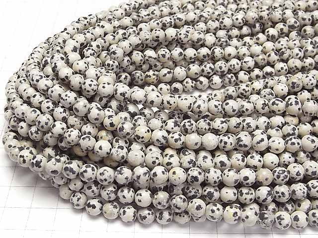 [Video] Dalmatian Jasper Round 6mm 1strand beads (aprx.15inch / 37cm)