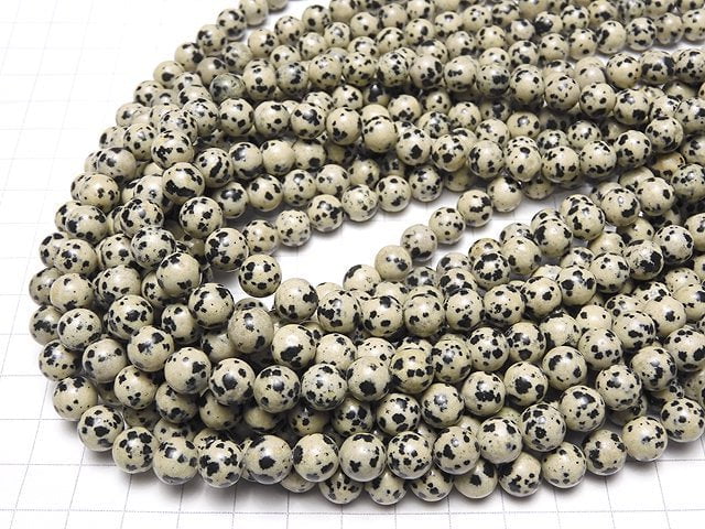 [Video] 1strand $6.79! Dalmatian Jasper Round 8mm 1strand beads (aprx.15inch / 36cm)