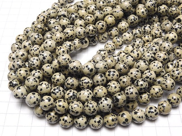 [Video]Dalmatian Jasper Round 10mm 1strand beads (aprx.15inch/36cm)