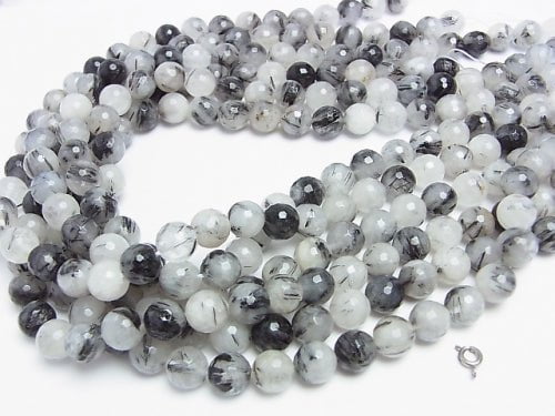 Tourmaline Quartz AA 128 Faceted Round 10 mm half or 1 strand beads (aprx.15 inch / 38 cm)