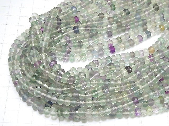 [Video] Multicolor Fluorite AAA Faceted Button Roundel 6 x 6 x 4 mm half or 1 strand (apr x 15 inch / 38 cm)