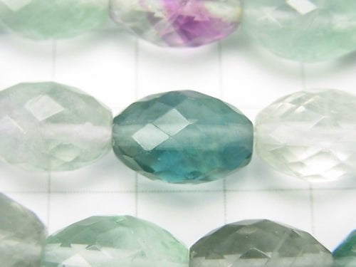 Multicolor Fluorite AAA - AA ++ Faceted Rice 14 x 10 x 10 mm half or 1 strand beads (aprx.15 inch / 38 cm)